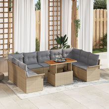 10-Delige Tuin Eetset Met Kussens Beige Poly Rattan Acacia