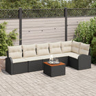 Outdoor Sofa Set with Cushions 7 pcs Black poly rattan