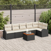Tuinset poly rattan 7-delig zwart voor 6 personen