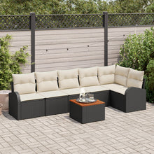7 Delige Tuin Sofa Set Met Kussens Zwart Poly Rattan Acacia