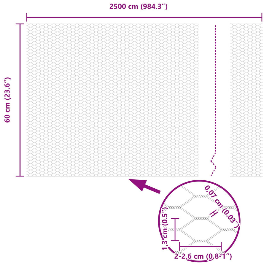 Hexagon Hek 0,6X25 M Staal Grijs 25 x 0.6 m 13 mm