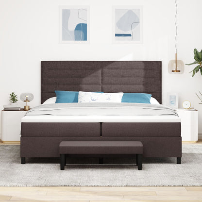 Boxspringbed Met Matras & Bank Stof Donkerbruin 200 x 200 cm Lijnen ontwerp