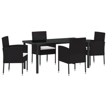 5-Delige Tuin Eetset Met Kussens Zwart Poly Rattan