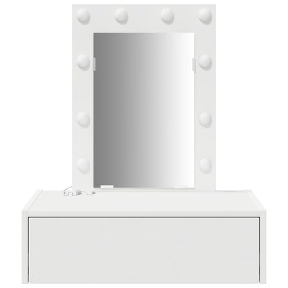 Wandkaptafel -Verlichting - 60 x 40 x 70 cm Wit met LED