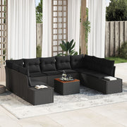 Tuinset polyrattan 10-delig zwart