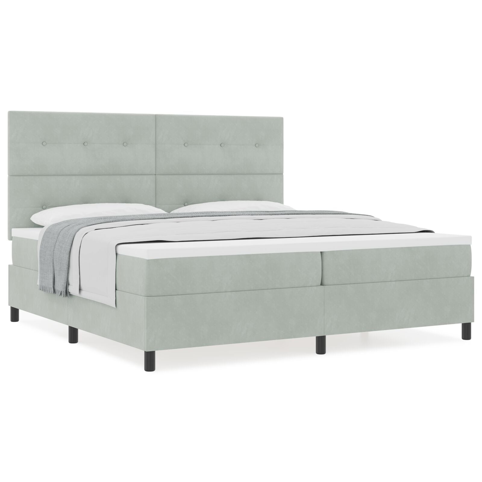 Boxspringbed Met Matras Lichtgrijs 200X200 Cm Velvet Blauw