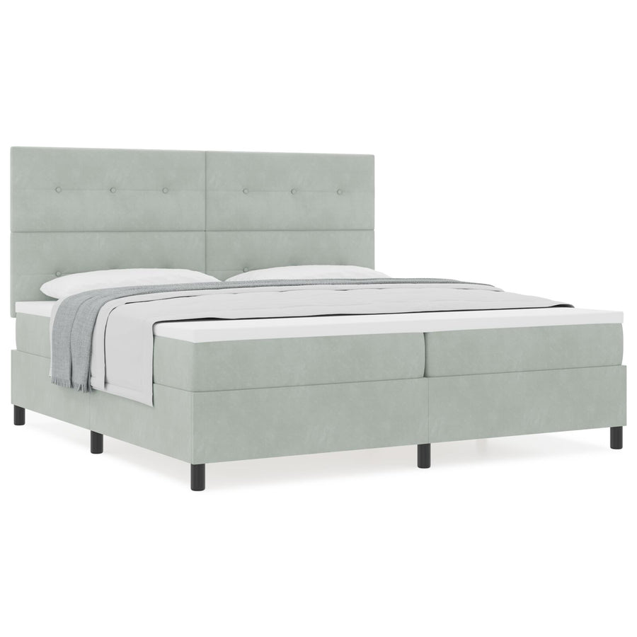 Boxspringbed Met Matras Lichtgrijs 200X200 Cm Velvet Blauw
