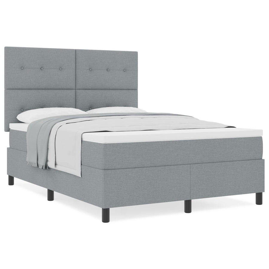 Boxspringbed Met Matras Stof Lichtgrijs 140 x 200 cm Knoop-tufted