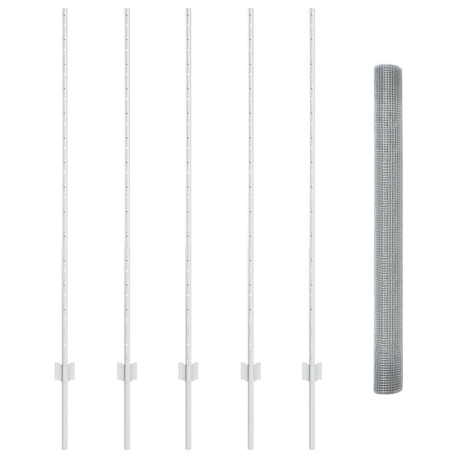 Gelast Draadhek Met 10 U-Posts Zilver 1,4X10 M Staal