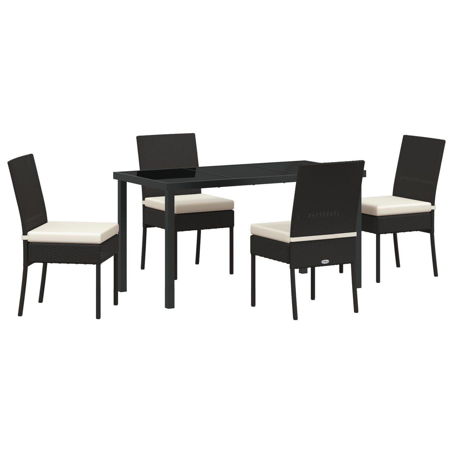 5 Delige Tuin Eetset Zwart Poly Rattan