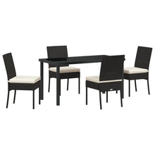 5 Delige Tuin Eetset Zwart Poly Rattan
