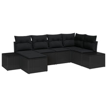 6-Delige Tuin Sofa Set Met Kussens Zwart Poly Rattan