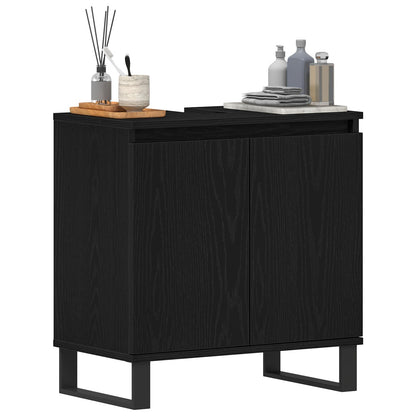 Badkamer Wastafel Kast Zwart Eik 58X33X60 Cm Gelaagd Hout
