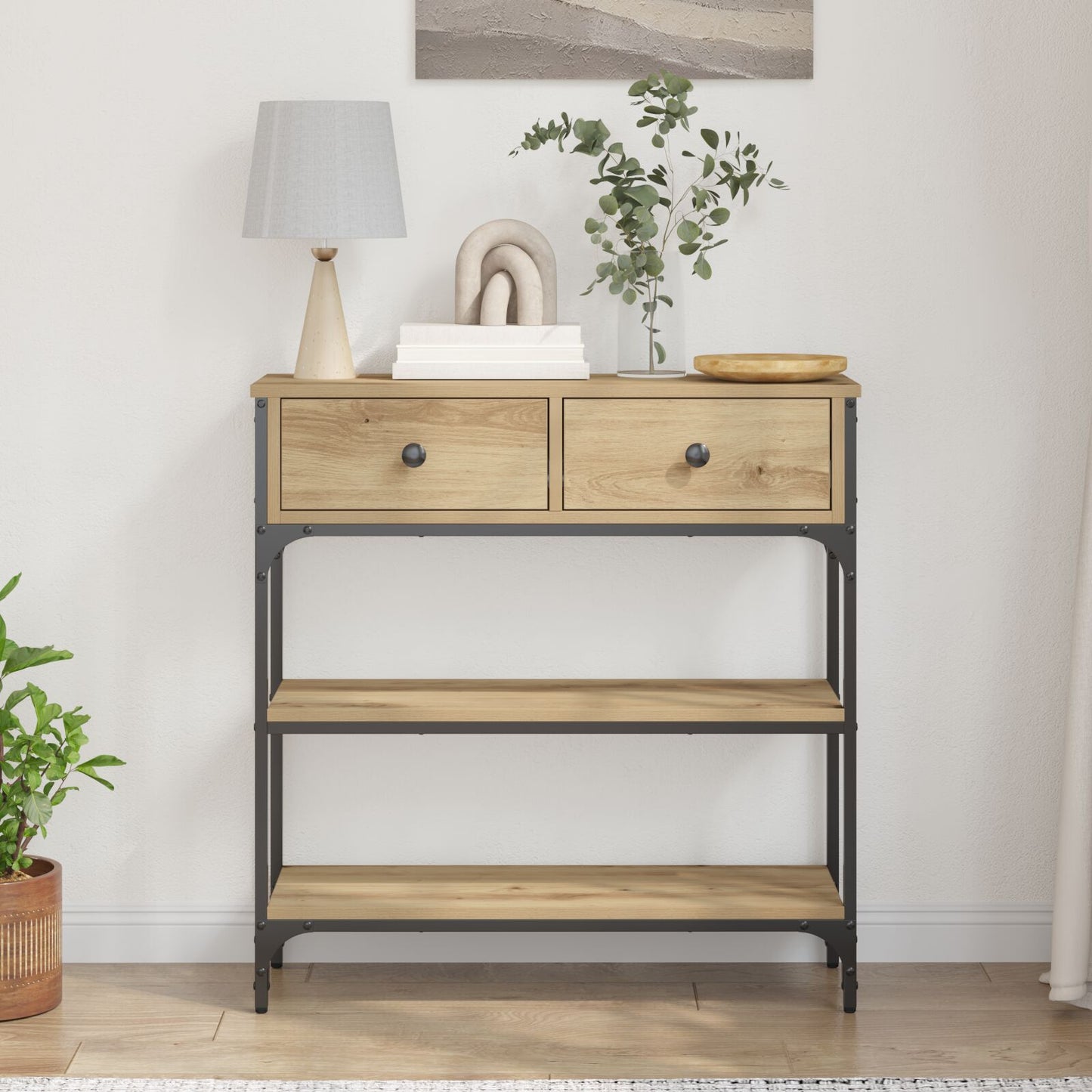 Console Tafel Artisan Eiken 72,5X25X75 Cm Engineered Hout & Staal