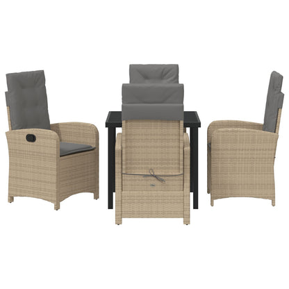 5 Delige Tuin Eettafelset Met Kussens Beige Poly Rattan