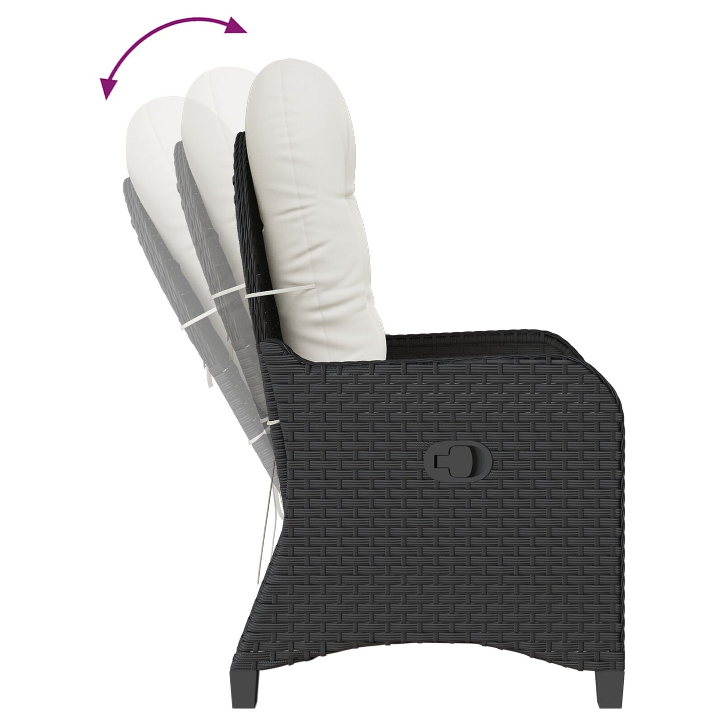 Reclinerstoel Met Kussen Poly Rattan Zwart