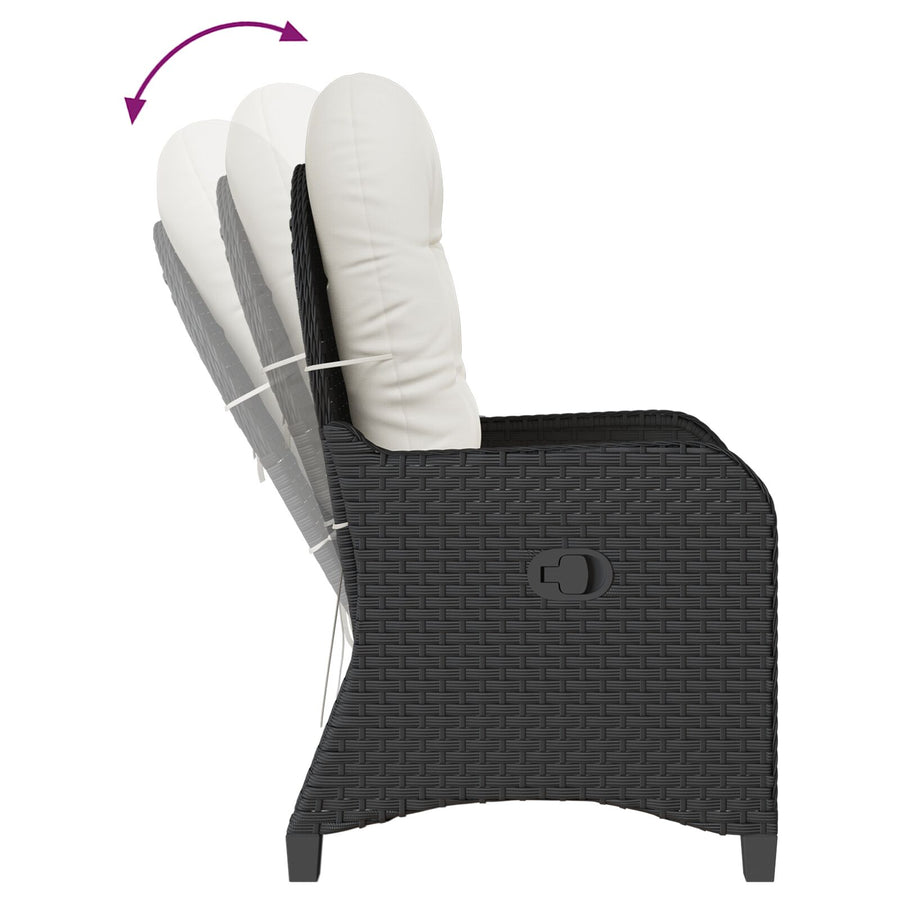 Reclinerstoel Met Kussen Poly Rattan Zwart