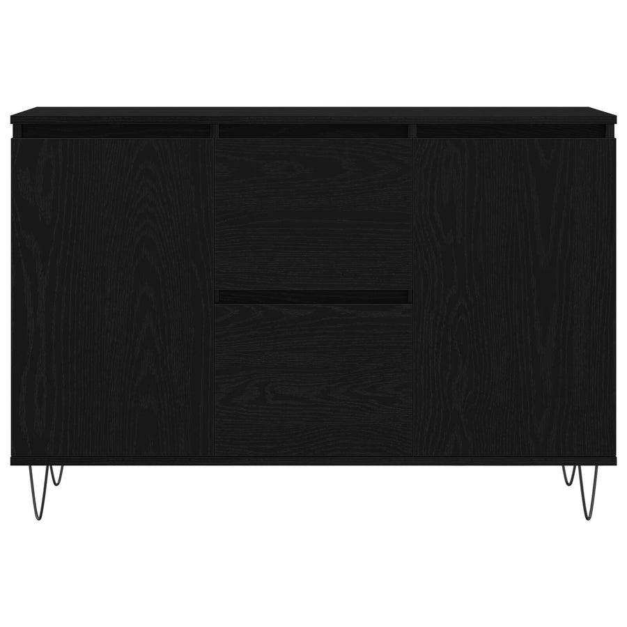 Dressoir Zwart Eiken 101,5X35X70 Cm Bewerkt Hout