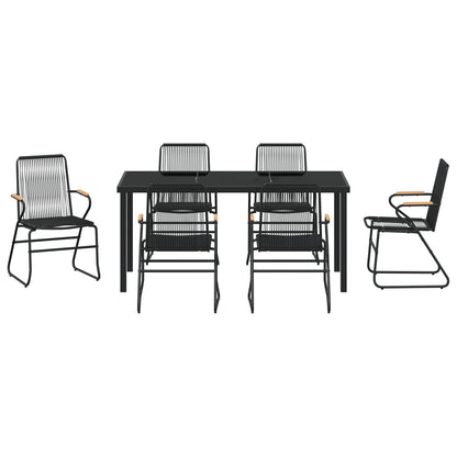 7-Delige Tuindining Set Zwart Pvc Rattan