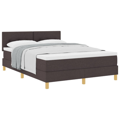 Boxspringbed Met Matras Stof Donkerbruin 140 x 200 cm Knoop-geplooid