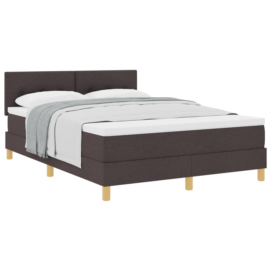 Boxspringbed Met Matras Stof Donkerbruin 140 x 200 cm Knoop-geplooid