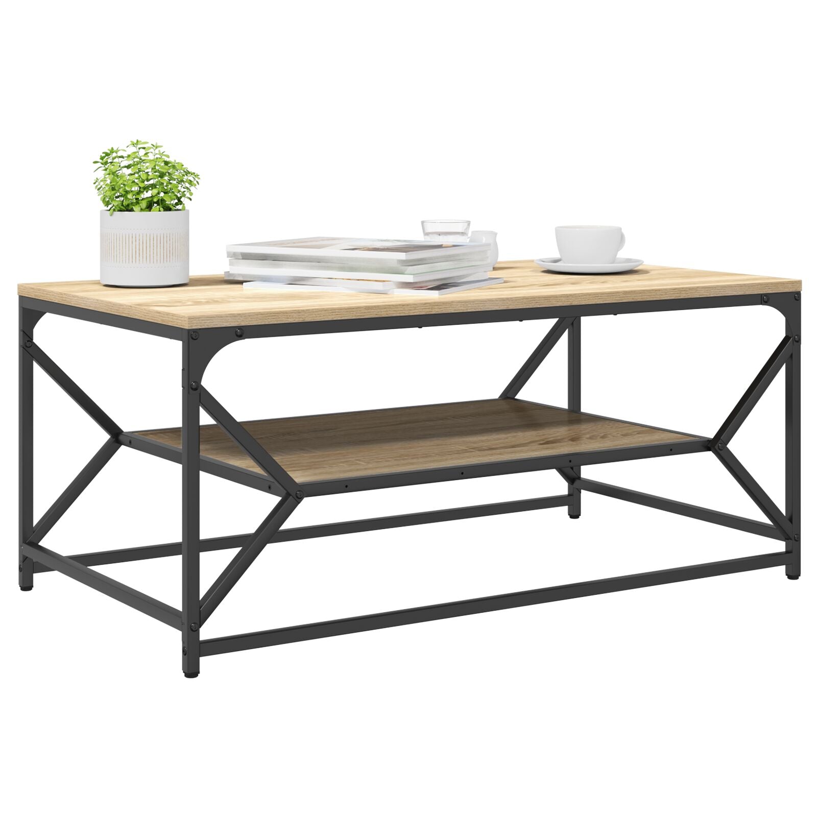Salontafel Met Plank Bewerkt Hout Sonoma Eiken 90 x 50 x 40 cm
