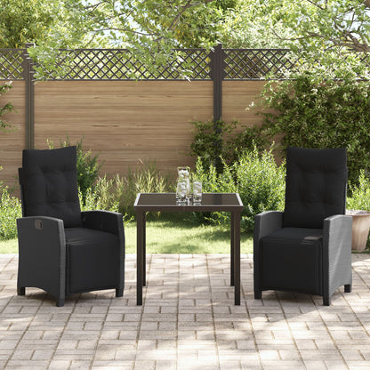 3-Persoons Tuin Eetset Zwart Poly Rattan