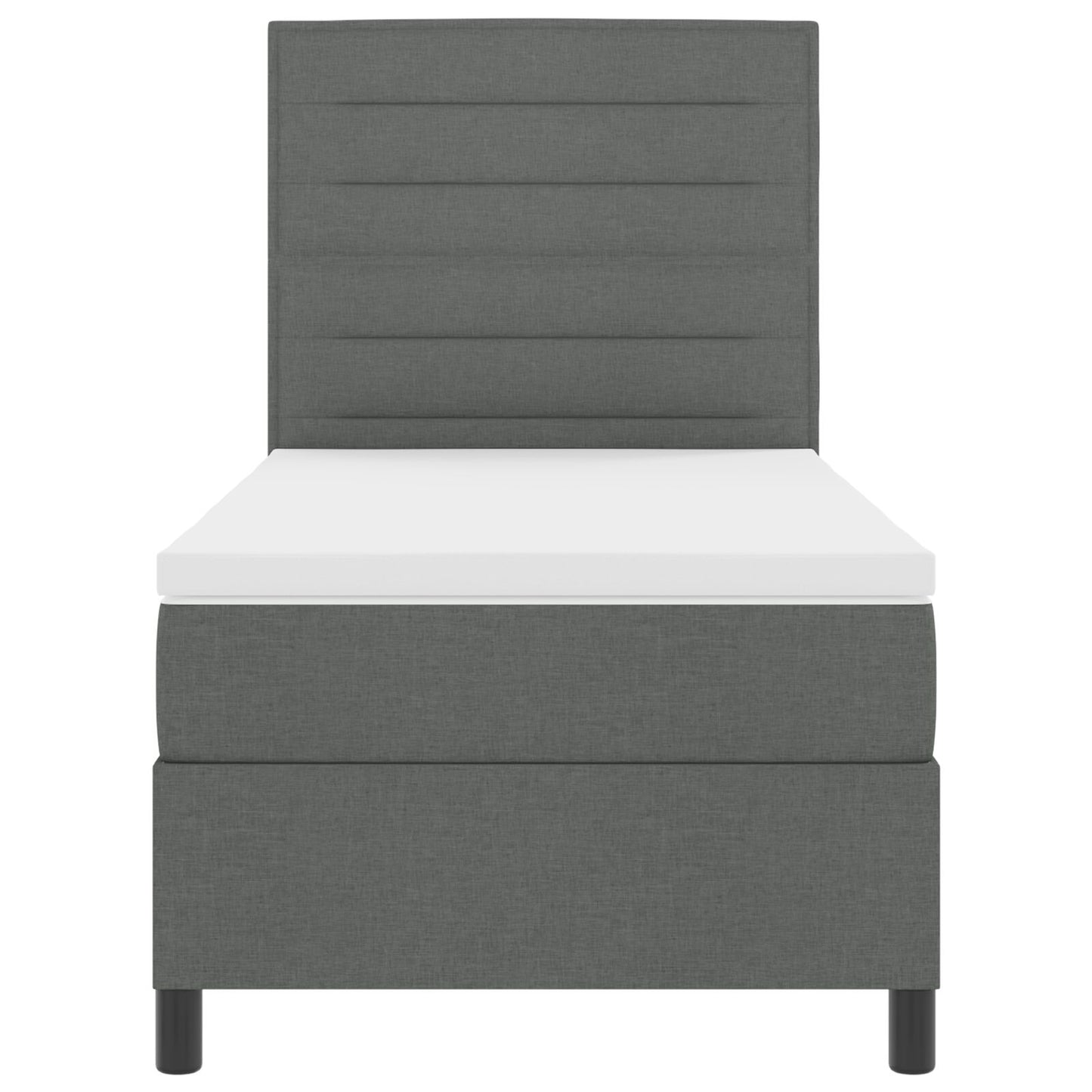 Boxspringbed Met Matras Eenpersoonsstof Donkergrijs 90 x 190 cm Lijnen ontwerp