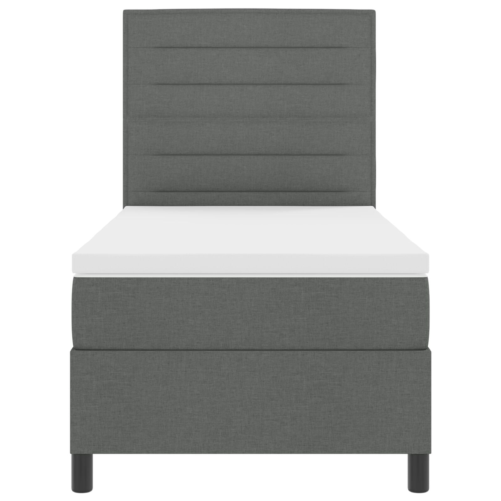 Boxspringbed Met Matras Eenpersoonsstof Donkergrijs 90 x 190 cm Lijnen ontwerp