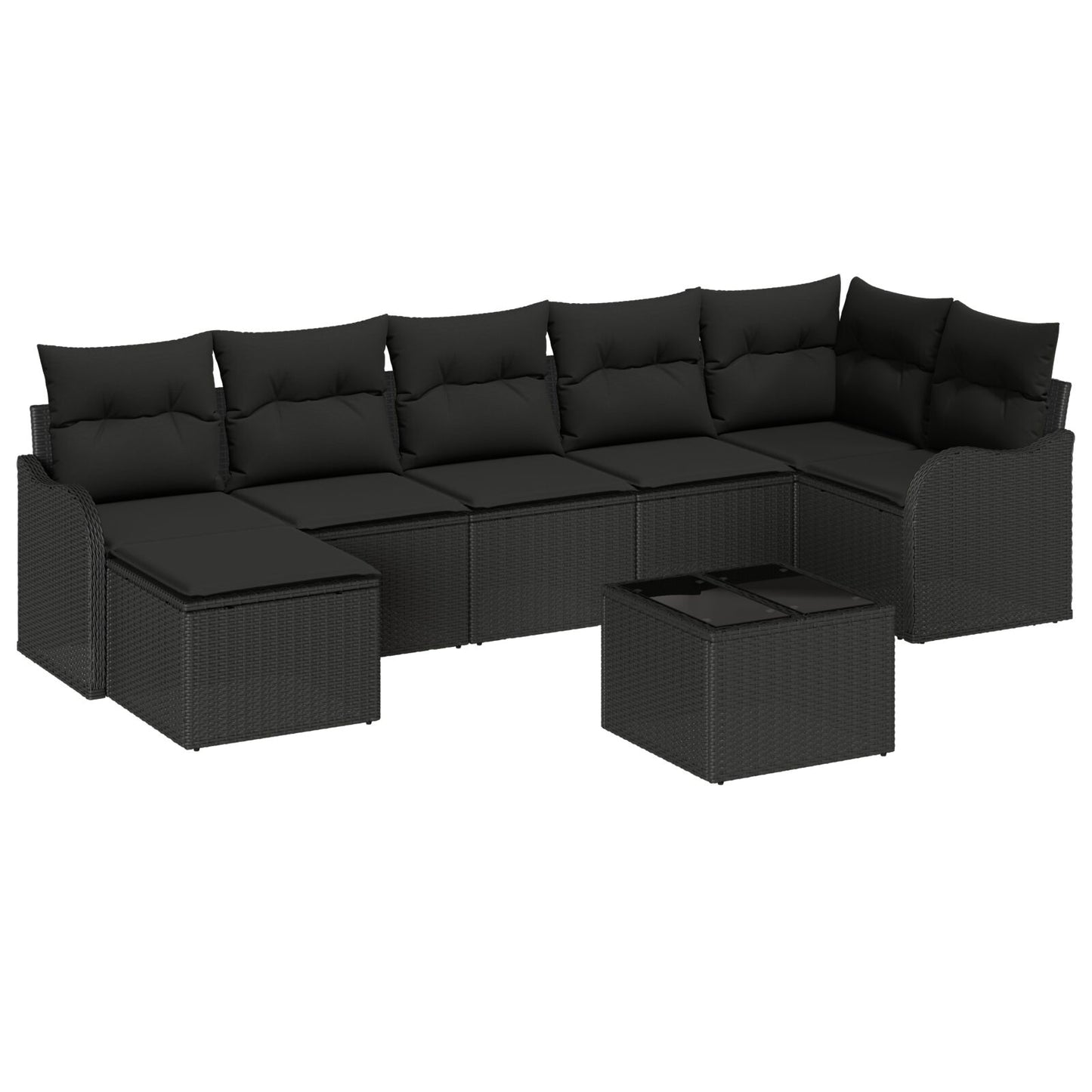 8-delige Tuin Sofa Set met Kussens Beige Poly Rattan, vidaXL 2-zits Tuin Sofa met Kussens Zwart Poly Rattan