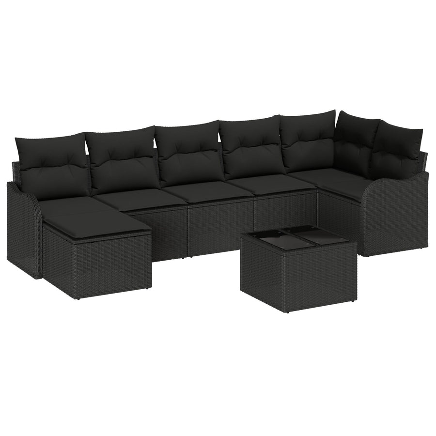 8-delige Tuin Sofa Set met Kussens Beige Poly Rattan, vidaXL 2-zits Tuin Sofa met Kussens Zwart Poly Rattan