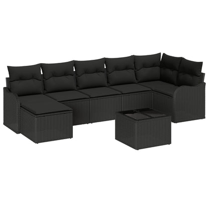 8-delige Tuin Sofa Set met Kussens Beige Poly Rattan, vidaXL 2-zits Tuin Sofa met Kussens Zwart Poly Rattan