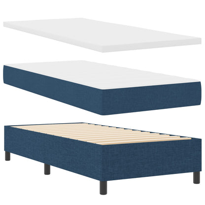 Boxspring Bed Met Matras Eenpersoons Stof Blauw 90 x 190 cm Knoopgestikt