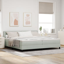 Boxspring Bed Met Matras Licht Grijs 200X200 Cm Fluweel Blauw