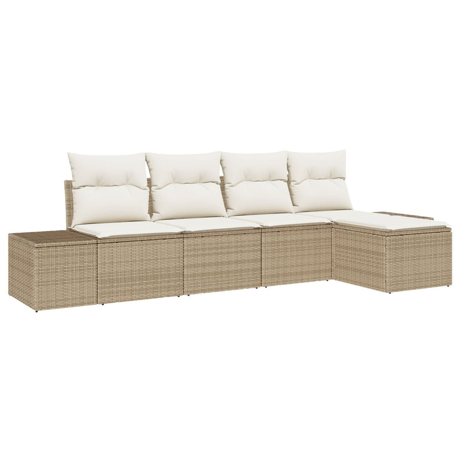 5-Piece Tuin Sofa Set Met Kussens Beige Poly Riet