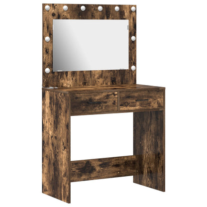 Dressing Table Met Led Lichten Gerookt Eiken 78.5 x 41 x 135 cm