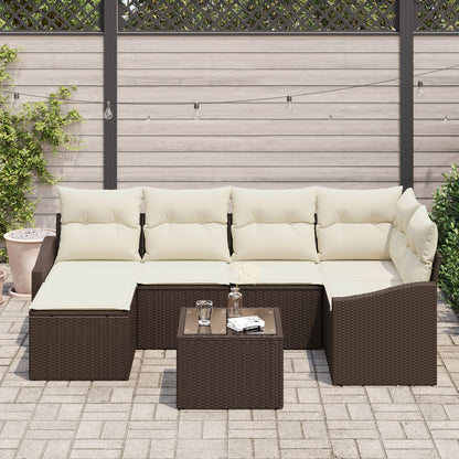 6-Delige Tuin Eetset Met Kussens Grijs Poly Rattan