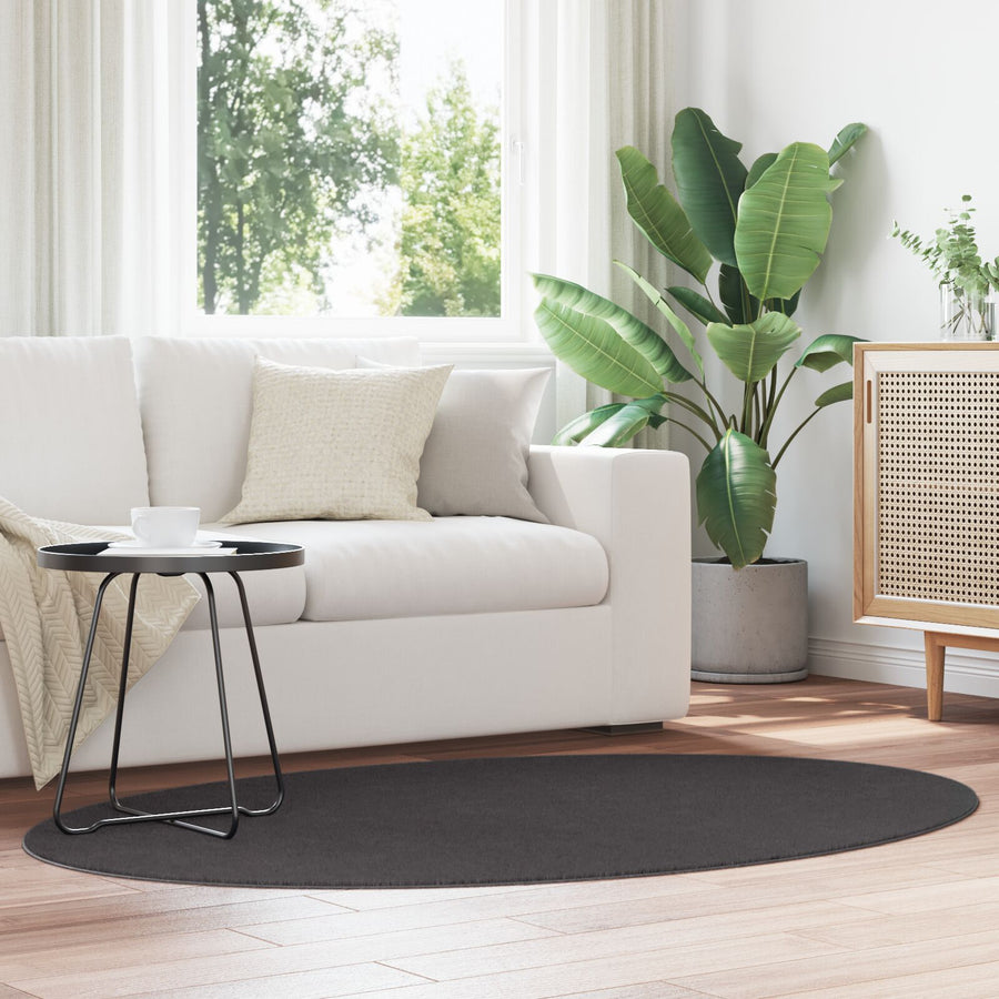 Vloerkleden Wol Vloerkleed Rond Anthraciet 120 x 170 cm