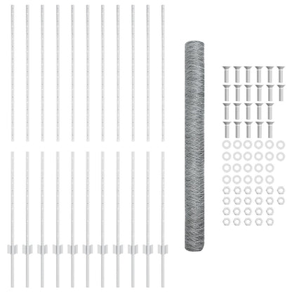 Hekpalen 22 Stuks U-Vorm 160 Cm Gegalvaniseerd Staal,  Hexagonaal Hek 1.6X25 M Gegalvaniseerd Staal