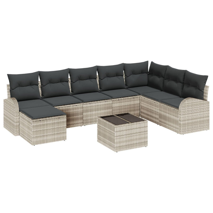 Tuin Sofa Set Set Van 9 Beige En Zwart Rattan Tuin Sofa Set