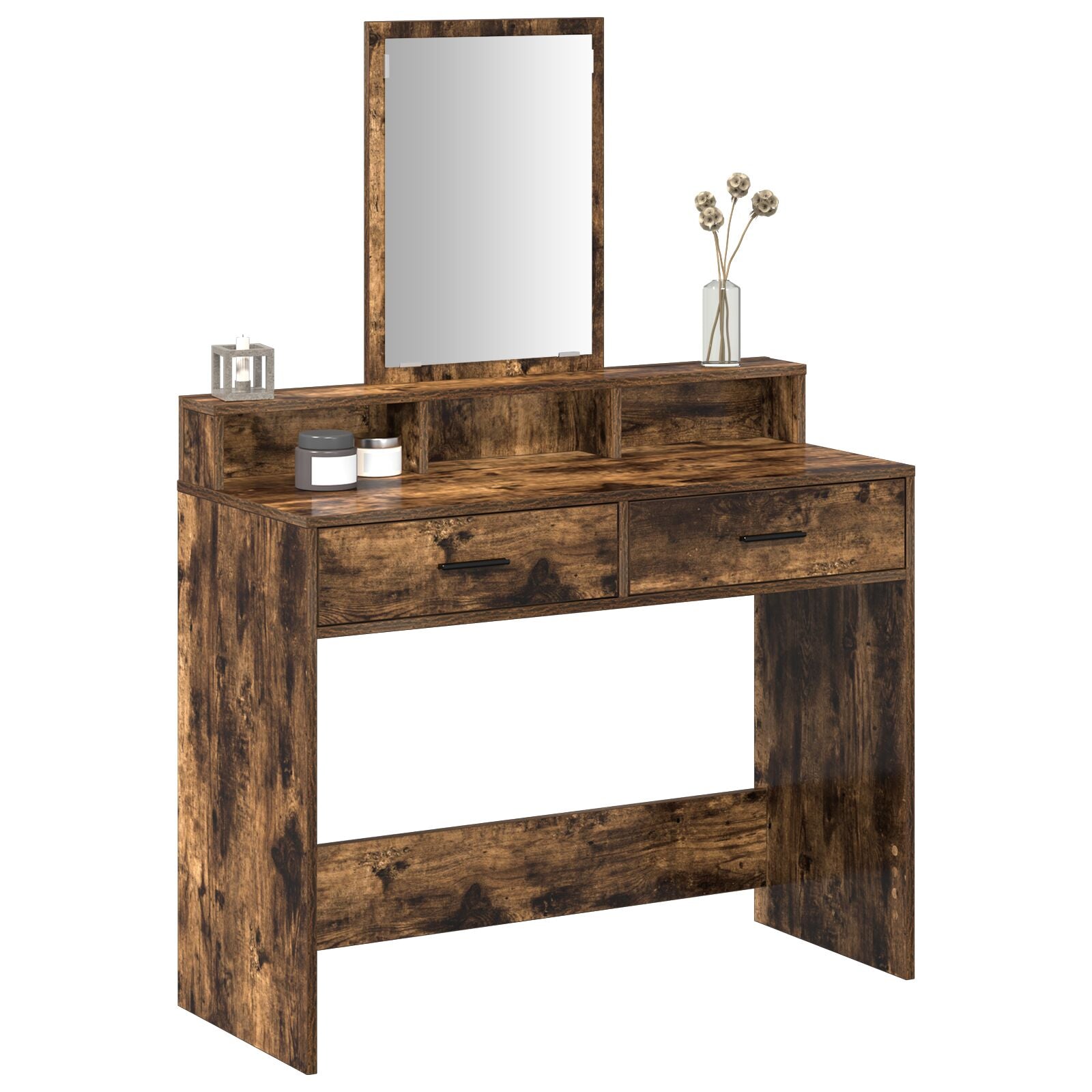 Kaptafel Met Lades 100 x 41 x 140 cm Gerookt eiken