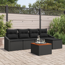 6-Delige Tuin Sofa Set Met Kussens Zwart Poly Rattan Acacia