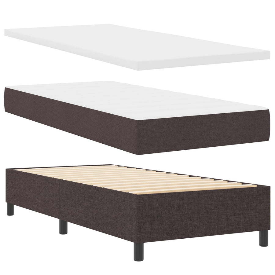 Boxspringbed Met Matras En Bankje Stof Donkerbruin 90 x 190 cm Knopgehemde