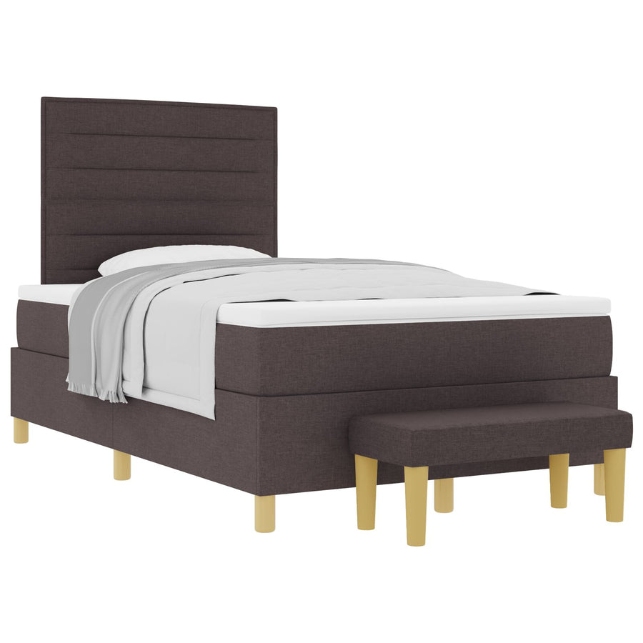 Boxspringbed Met Matras & Bank Donkerbruin 120X190 Cm Stof Blauw