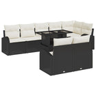 Loungeset 9-delig polyrattan zwart crème