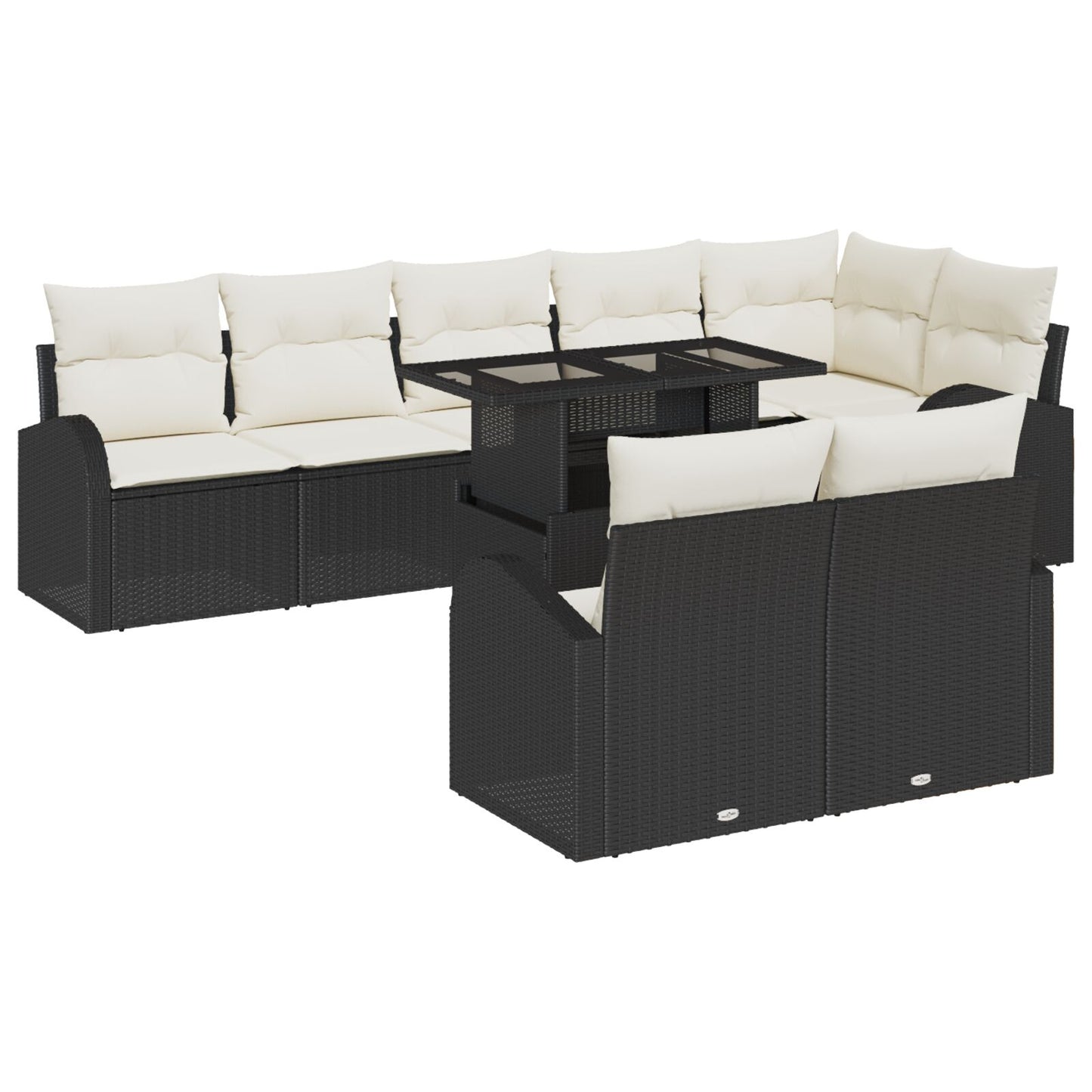 9-Delige Tuin Sofa Set Met Kussens Zwart Poly Riet