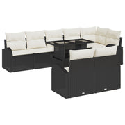 Loungeset 9-delig polyrattan zwart crème