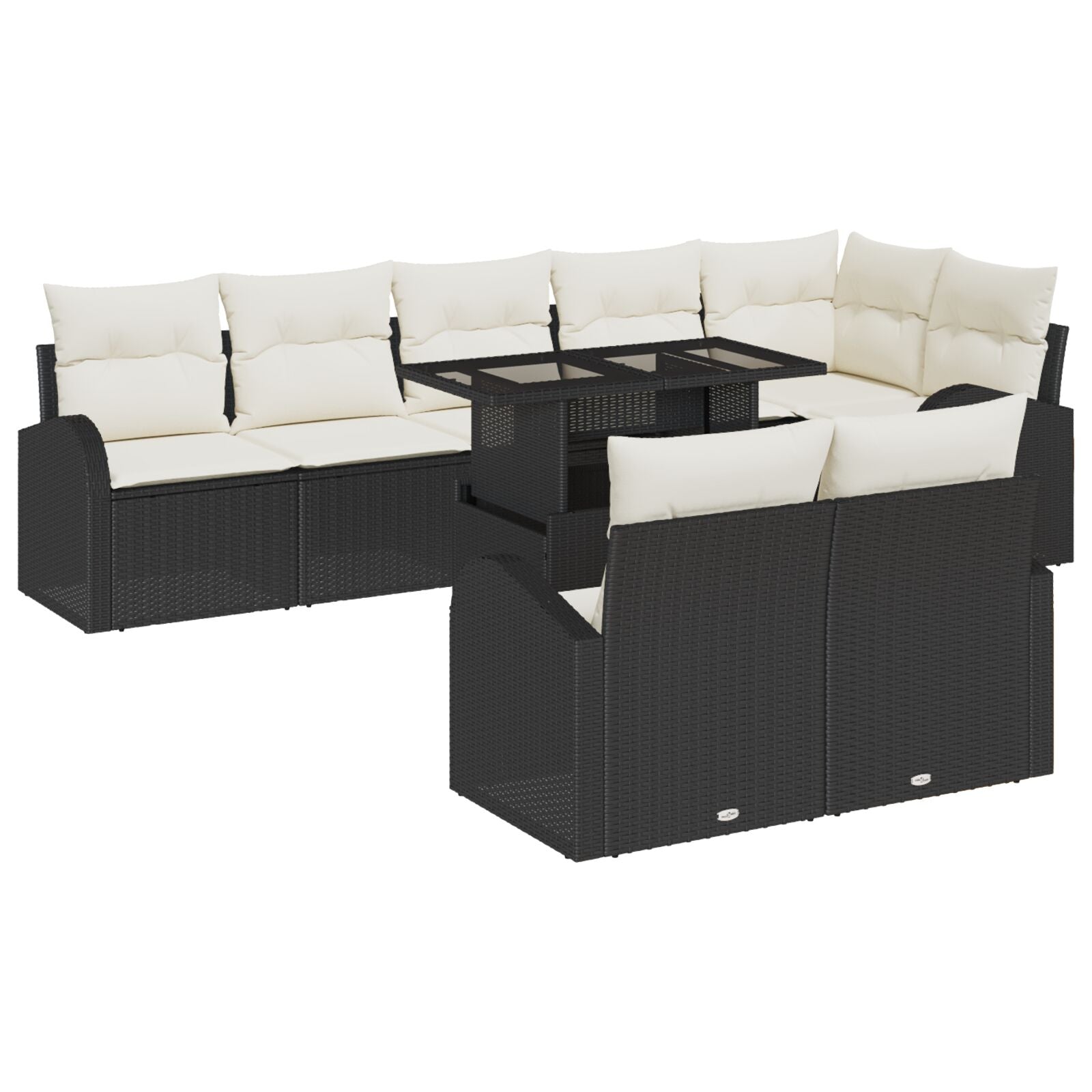 9-Delige Tuin Sofa Set Met Kussens Zwart Poly Riet
