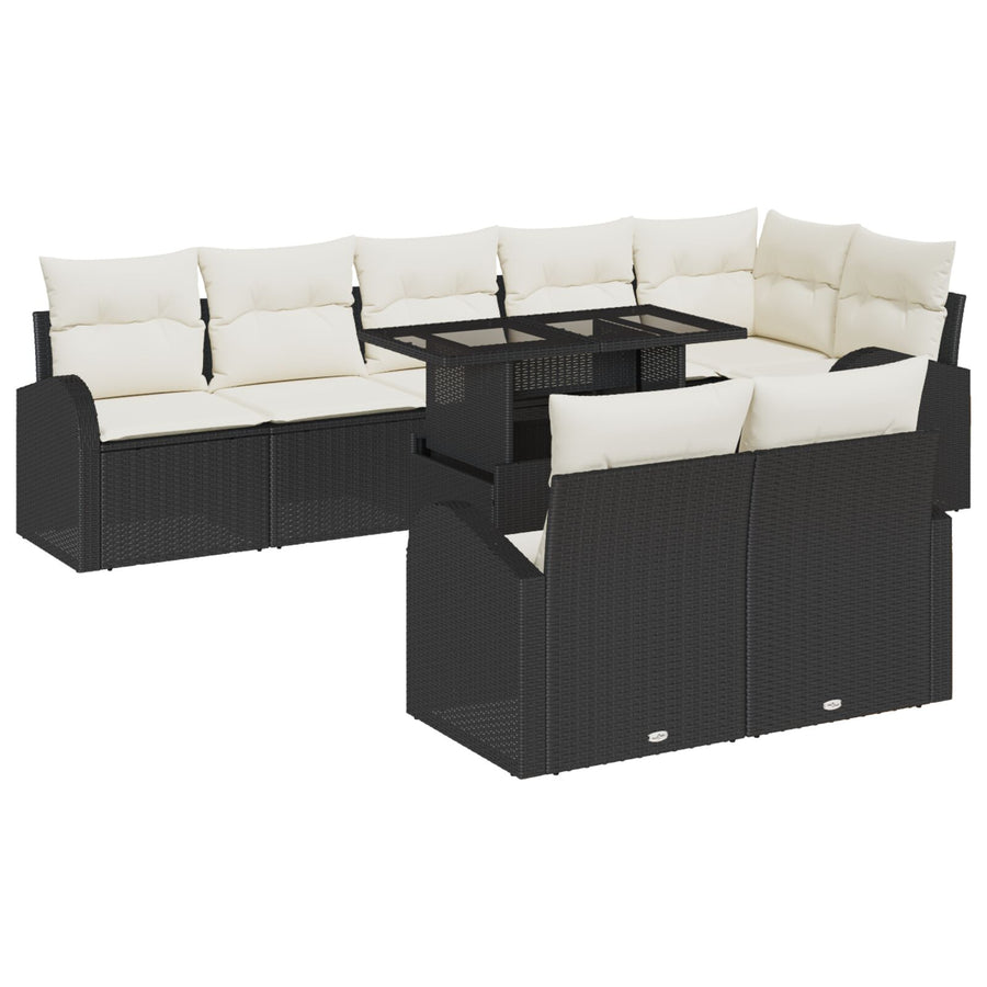 9-Delige Tuin Sofa Set Met Kussens Zwart Poly Riet