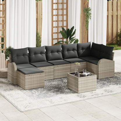 8 Delige Tuin Sofa Set Met Kussens Grijs Poly Rattan